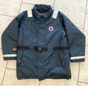 Mustang Survival Jacket Mens Large Navy MC1504 Floatation Coat Aid Type III PFD